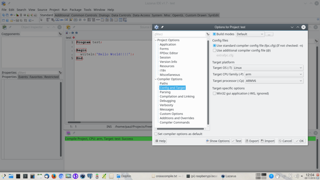 Lazarus Cross-Compile Options