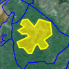 Yellow character area over a satellite image, with a blue outer boundary